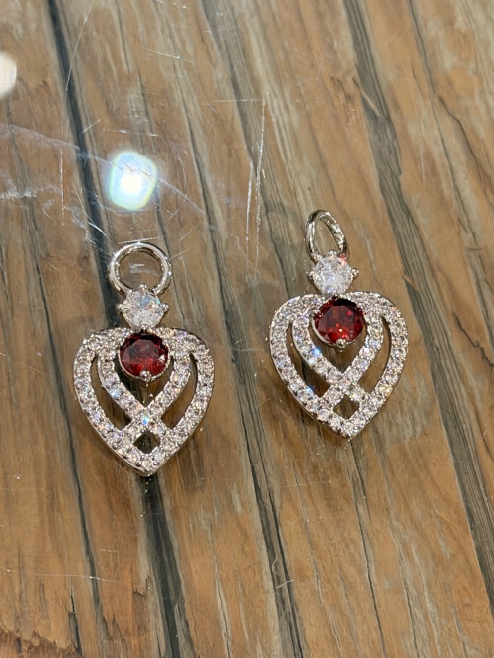 Bomb Party! Red Crystal Heart Pendant Earring Attachments